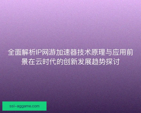全面解析IP网游加速器技术原理与应用前景在云时代的创新发展趋势探讨