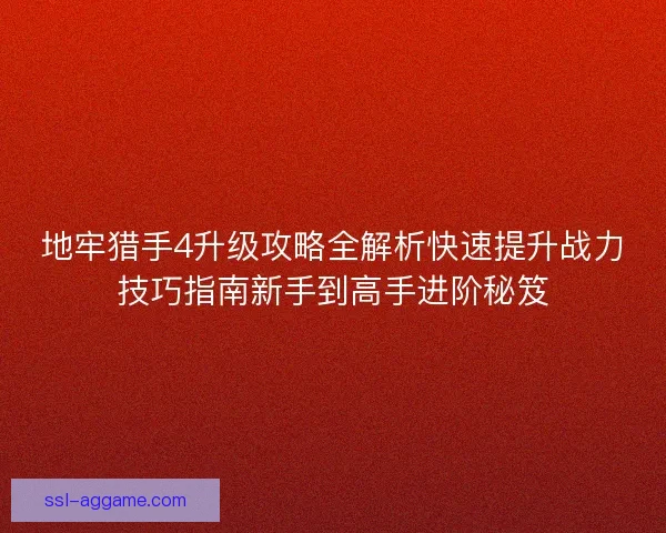 地牢猎手4升级攻略全解析快速提升战力技巧指南新手到高手进阶秘笈